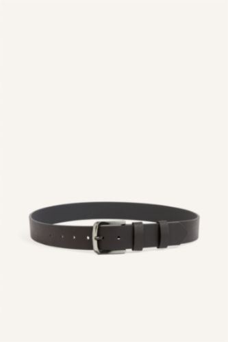 Men Brown Man Rectangle Clasp Faux Leather