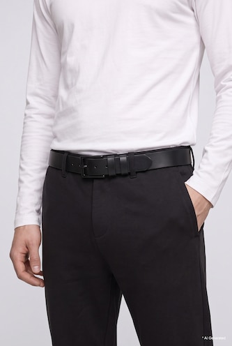 Man Faux Leather Casual Belt