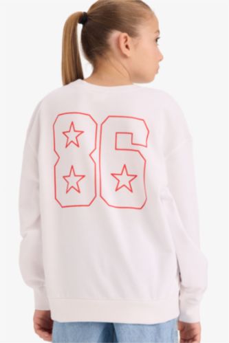 Sweatshirt imprimé au dos à col rond pour fille