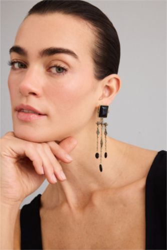 Kadın Mocha Kadın Siyah Sallantılı Küpe