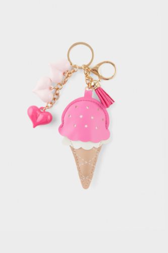 Kadın Dondurmalı Gold Charm Anahtarlık