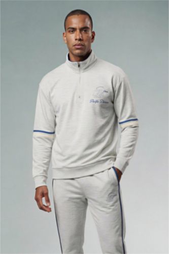 رجالي ميلانج رمادي فاتح سويت شيرت قصة مريحة بطبعة NBA Lakers