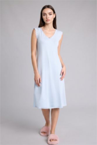 Woman Light Blue Knitted Dress