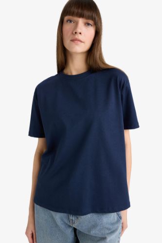 Regular Fit Bisiklet Yaka Basic Düz Premium Kısa Kollu Tişört
