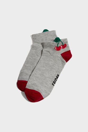 Girl Printed 5 Piece Cotton Short Socks