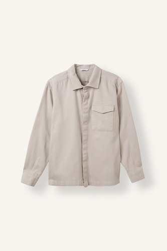 Men Light Grey Boxy Fit Overshirt