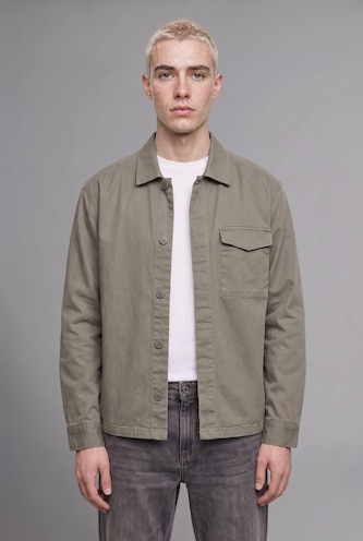 Man Light Khaki Boxy Fit Overshirt