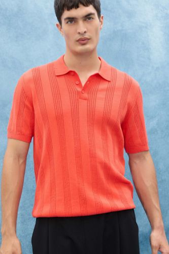 %100 Pamuk Polo Yaka Kısa Kollu Triko Tişört
