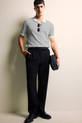 Straight Fit Pileli Cepli Düz Paça Kumaş Pantolon