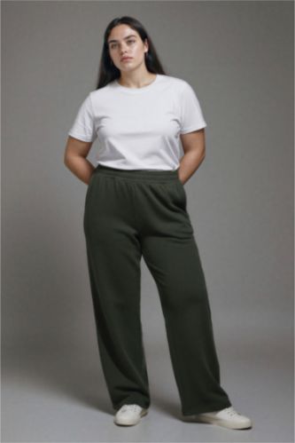 Straight Fit Beli Lastikli Basic Düz Cepli Eşofman Altı