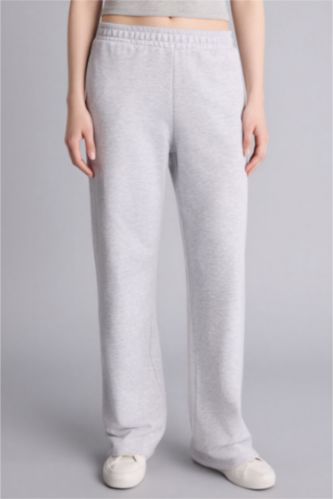 Woman Grey Melange Straight Fit Basic Trousers
