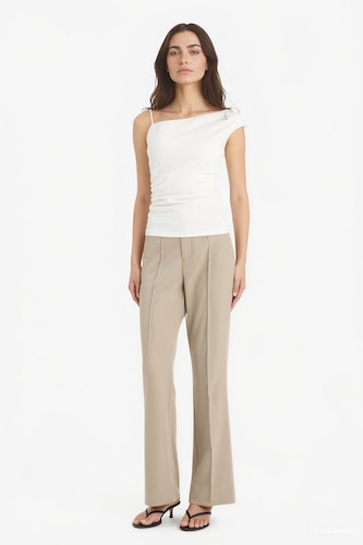 Kadın Açık Haki Flare Fit Pantolon