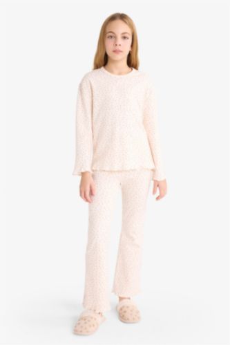 Kız Çocuk Pijama Takımı Desenli Uzun Kollu Üst Uzun Alt