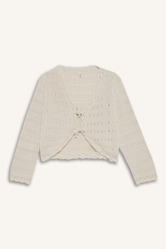 Cardigan tricot à noeuds pour fille