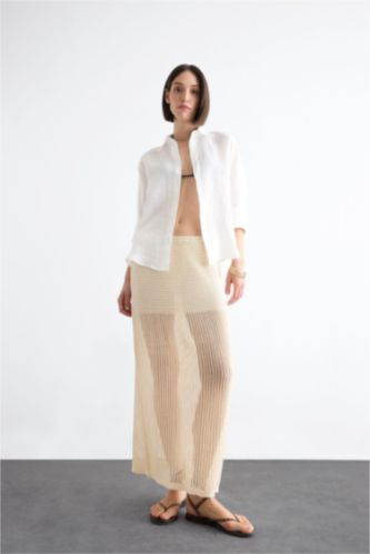 Beli Lastikli Kroşe Maxi Plaj Eteği