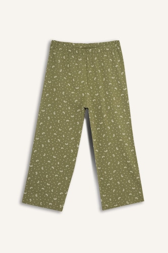 %100 Pamuk Beli Lastikli Desenli Pijama Altı