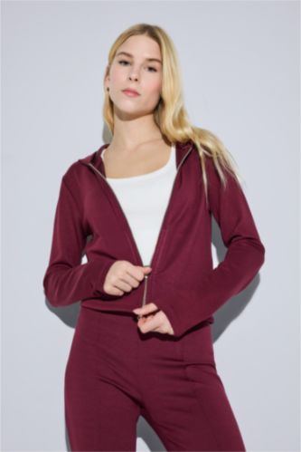 Slim Fit Hooded Modal Zippered Sweatshirt