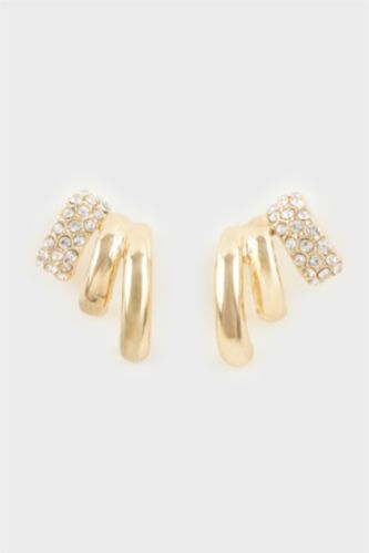 Kadın Taşlı Gold Küpe