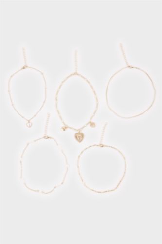 Kadın Kalp Detaylı 5'li Kolye Seti