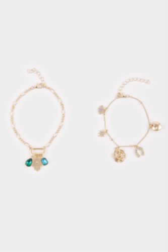 Kadın 2'li Gold Charmlı Bileklik