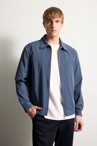 Men Indigo Zipper Puffer Jacket
