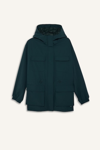 Windproof Regular Fit Hooded Zip-Up Raincoat