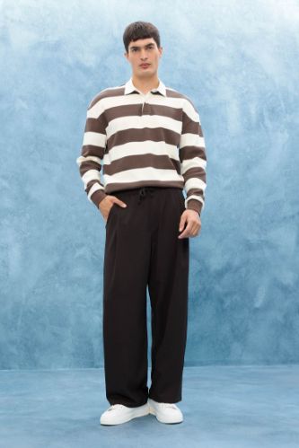 Barrel Fit Geniş Düz Paça Cepli Pantolon