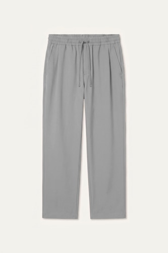 Barrel Fit Grey Melange Elastic Waist Trousers