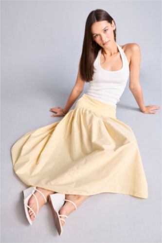 Women Yellow A Cut Midi