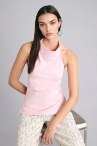 Kadın Açık Pembe Slim Fit Bluz