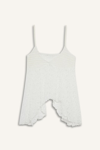 Afra x DeFacto Fitted V Neck Lace Strappy Blouse