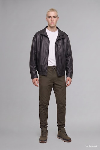 Men Dark Khaki Regular Fit Long Trousers