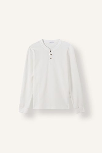 Man Ecru Slim Fit Long Sleeve T-Shirt