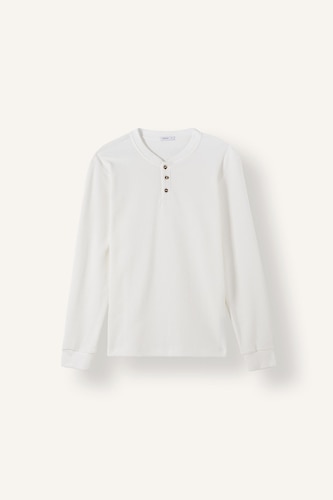 Slim Fit Textured Knit Long Sleeve Henley T-Shirt