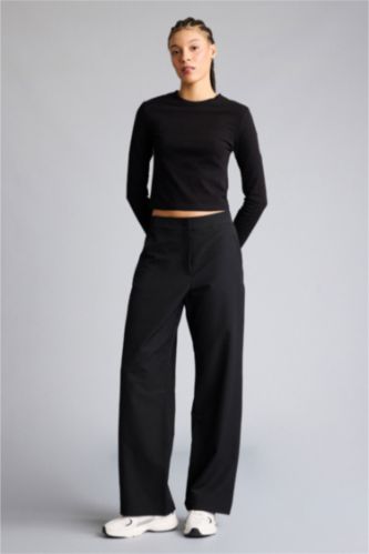 Женщины Черный Тканые брюки Standard Fit