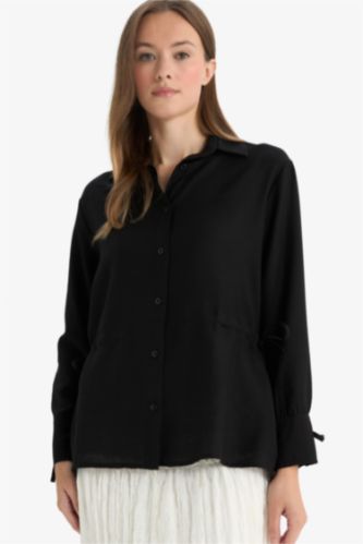 Regular Fit Shirt Collar Long Sleeve Tunic
