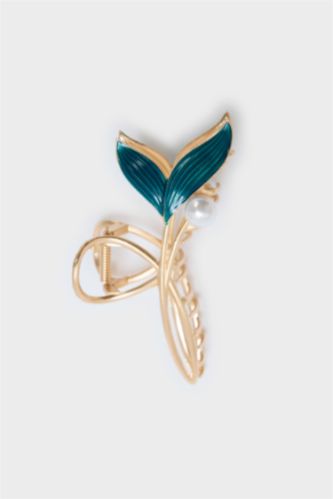 Kadın Mavi ve İnci Detaylı Mandal Toka