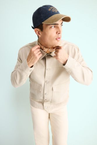 Relax Fit Düğmeli Cepli Denim Ceket