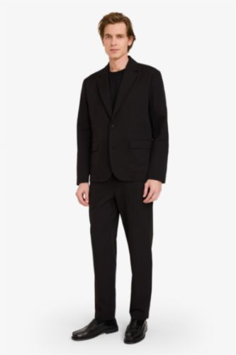 رجالي أسود بنطلون قصة عادية ضيقة