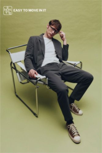 HOMME Gris Pantalon Coupe ajustée