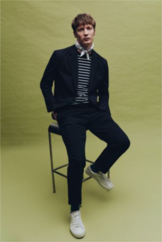 HOMME Marin Pantalon Coupe ajustée