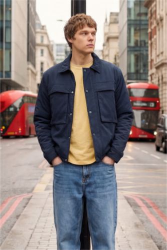 MAN NAVY Regular Fit Polo Collar Waterproof Jacket