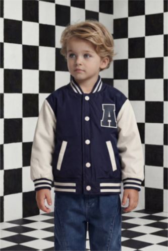 Erkek Bebek Lacivert Su Geçirmez Bomber Mont Erkek Bebek