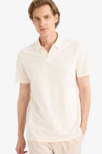 MAN Ecru Regular Fit Short Sleeve Polo Shirt