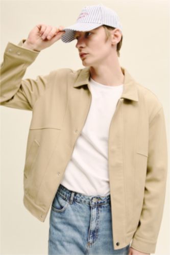 HOMME Beige Veste à col polo Coupe régulière