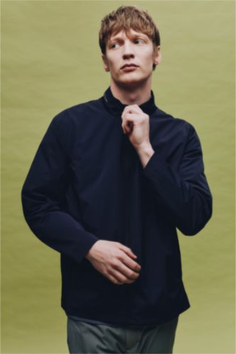 MAN Black Regular Fit Turtle Neck Zip-Up Jacket