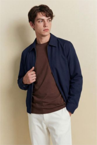 Мужчины Синий Куртка стандартного кроя из хлопка для мужчин