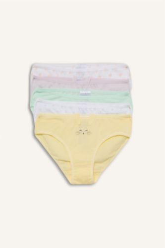 Kız Çocuk - Genç Kız Beyaz Hayvan Desenli 5'li Alt Kız Çocuk