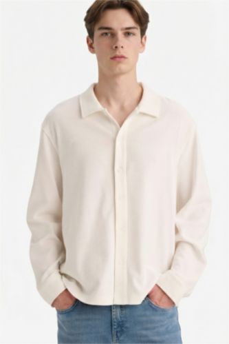 Boxy Fit поло жағалы ұзын жеңді жейде