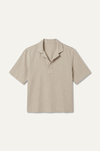 100% Cotton Boxy Fit Woven Polo Shirt